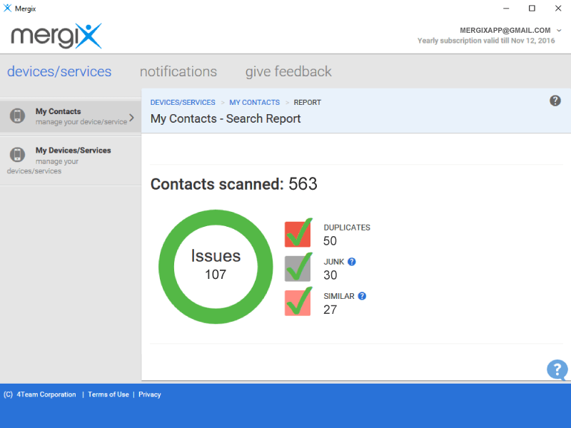 Mergix Duplicate Contacts Remover Screenshot